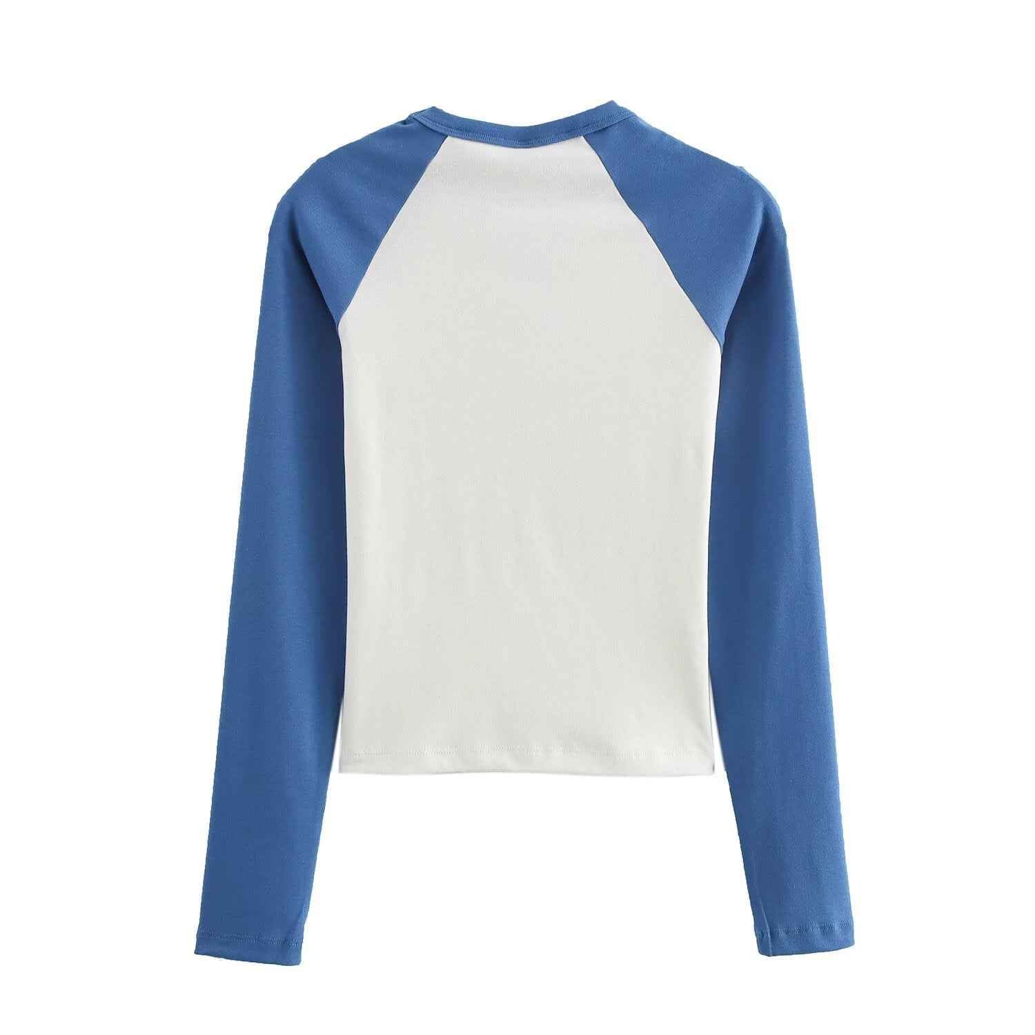 Casual Sexy Letter Graphic Printing O neck Short Slimming High Waist Bare Cropped Slim Fit Autumn Top