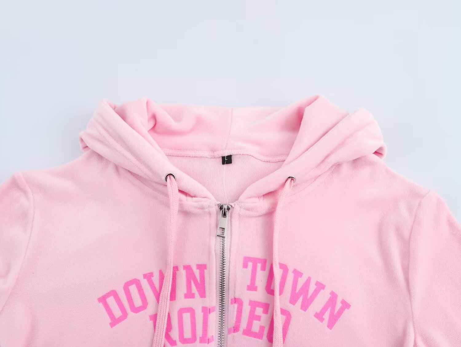 Letter Graphic Print Hooded Velvet Jacket Bootcut Pants Casual Sports Set