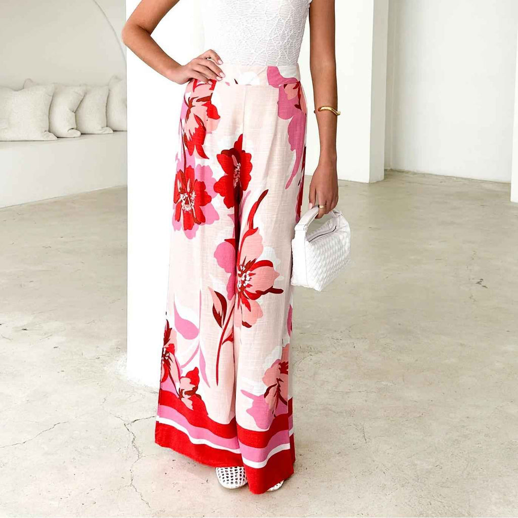 Casual Pants Summer Positioning Printing Loose Wide Leg Casual Straight Leg Trousers