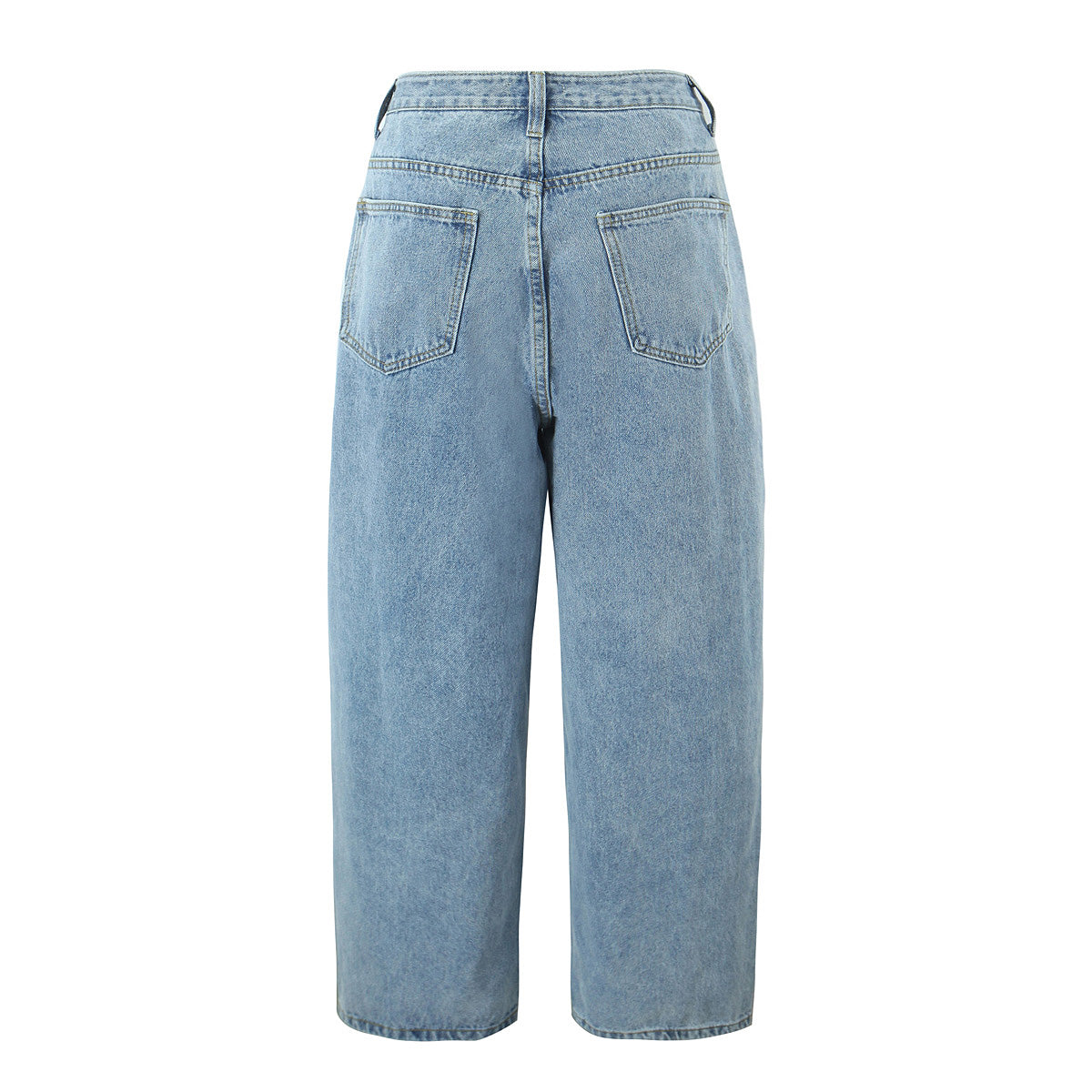 Women Spring Sexy Idle One Breasted Washed Straight Loose Wide Leg Jeans - ALZO