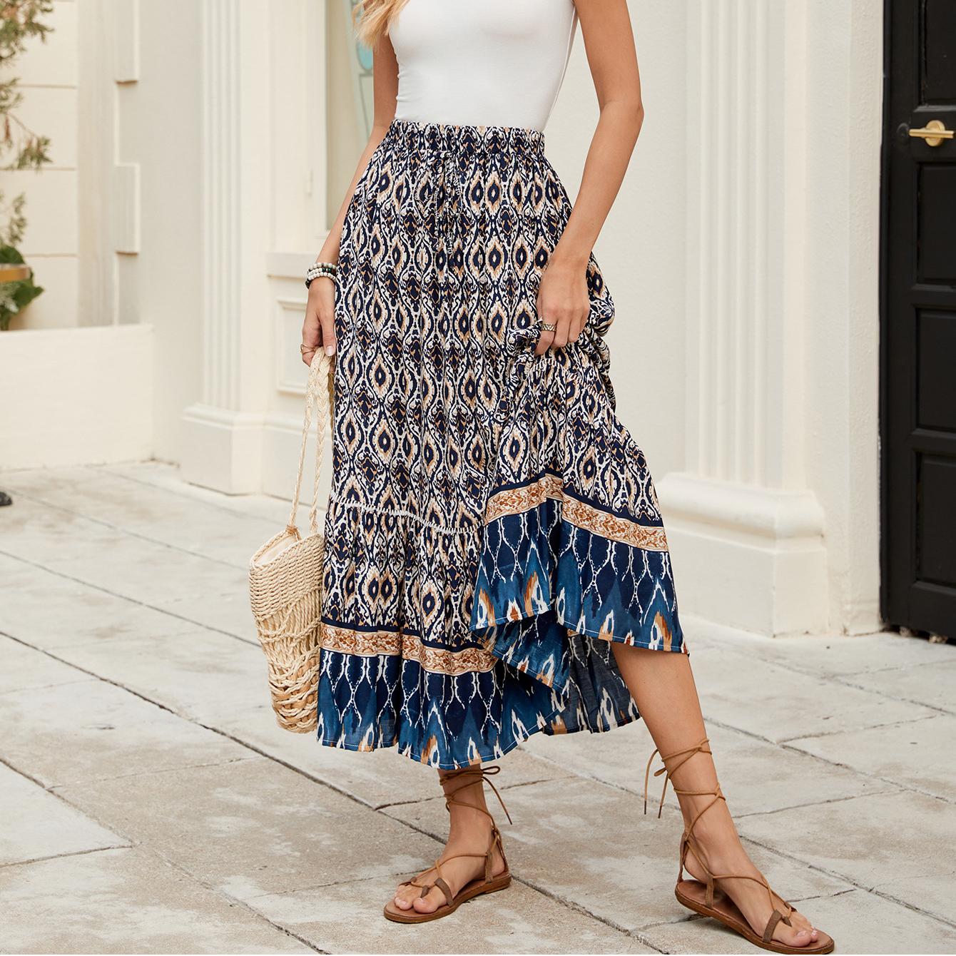 Real Shot Bohemian Holiday Skirt Beach Holiday Swing Skirt - ALZO