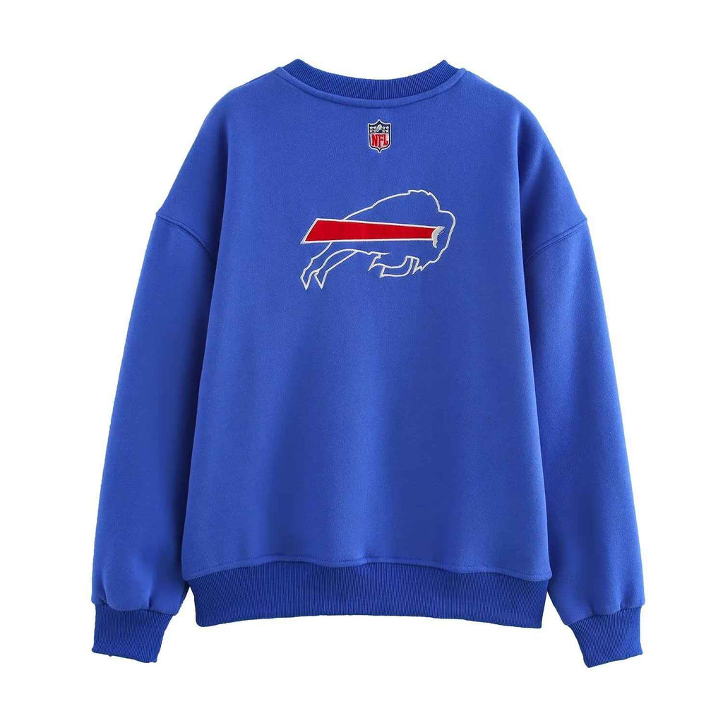 Fall Retro Loose All Match Letters Printed round Neck Long Sleeve Sweater