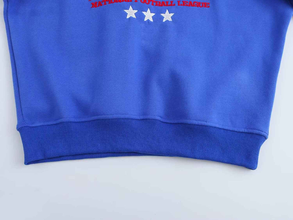 Fall Retro Loose All Match Letters Printed round Neck Long Sleeve Sweater