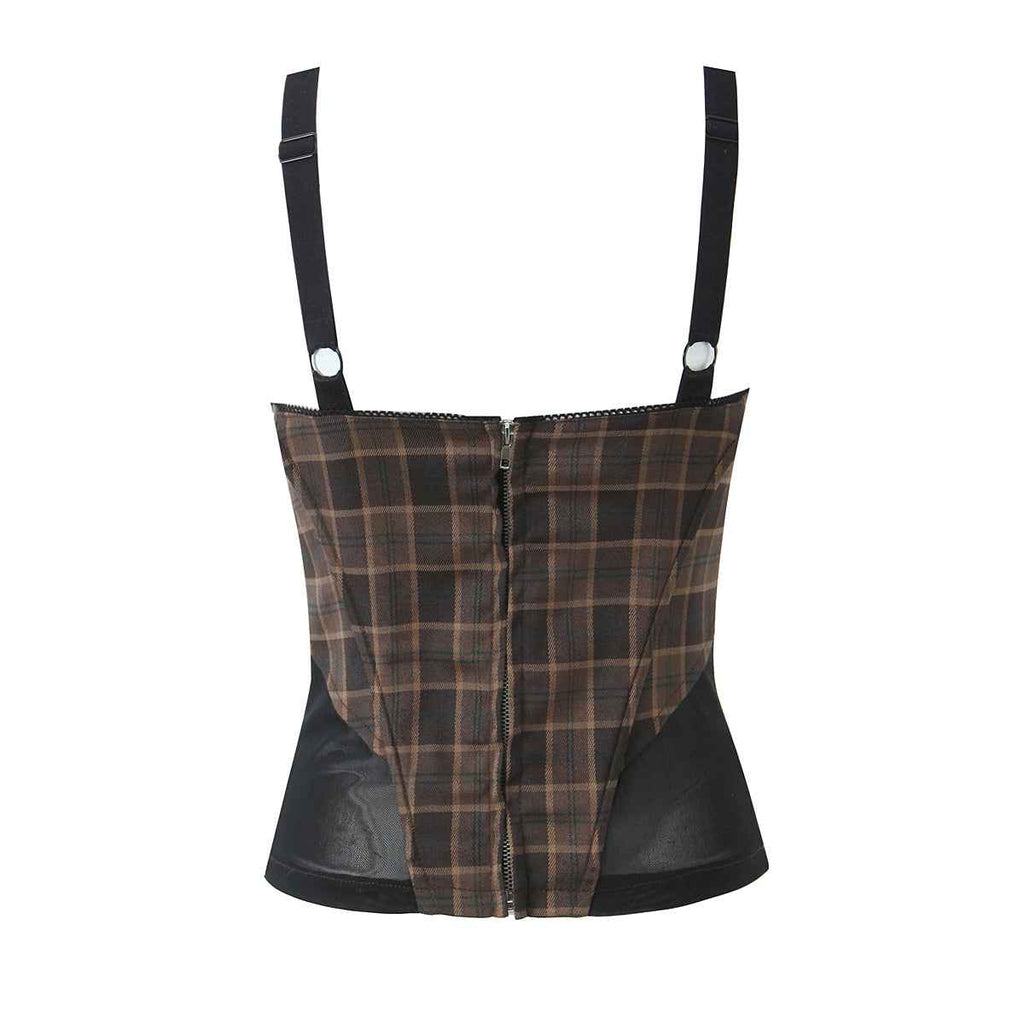 Spring Two Piece Sets Minority Sling Top Skirt Grid Slim
