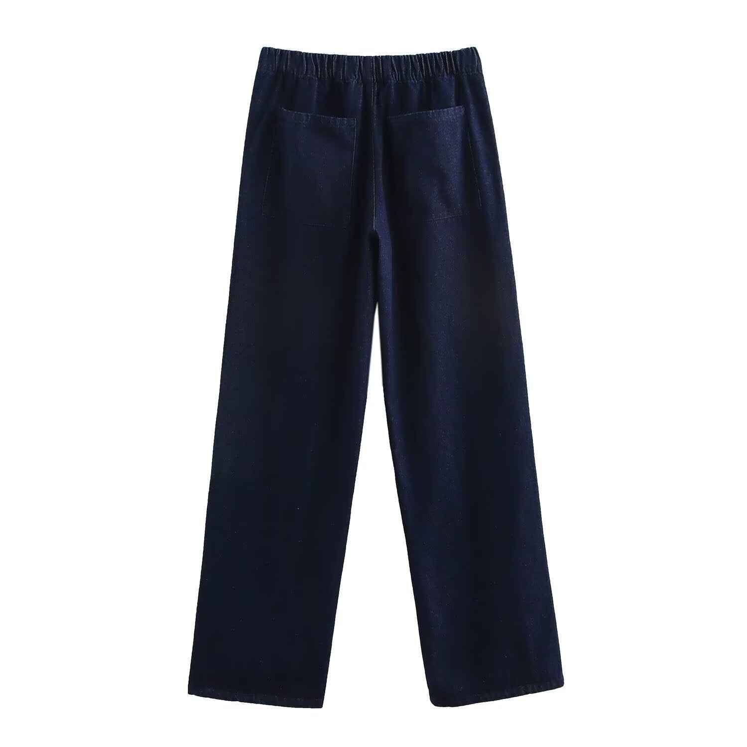 Spring Stitching Stripe Belt Denim Coat Trousers Sets