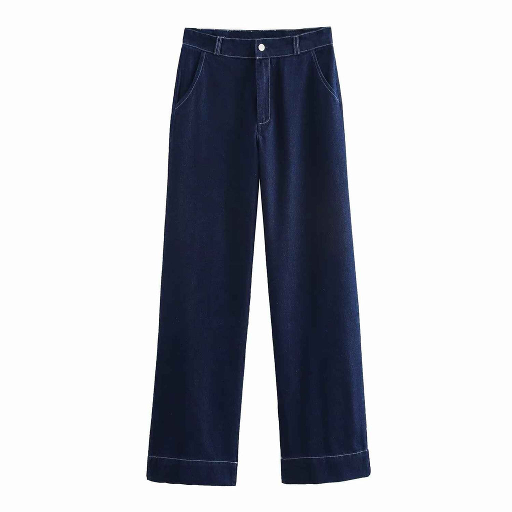 Spring Denim Top Baggy Coat Wide Leg Pants Minority All Match Pant Sets