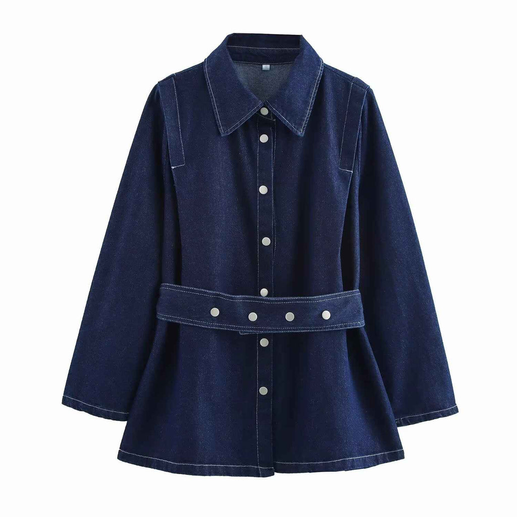 Spring Denim Top Baggy Coat Wide Leg Pants Minority All Match Pant Sets