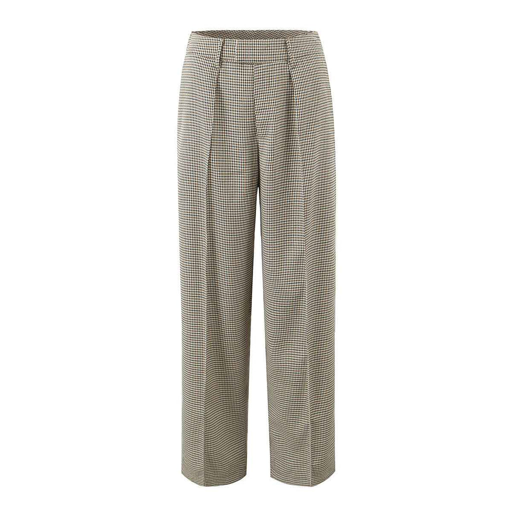 Houndstooth Pattern Two Piece Sets Sexy Slim Fit Backless Vest Mid Waist Casual Trousers