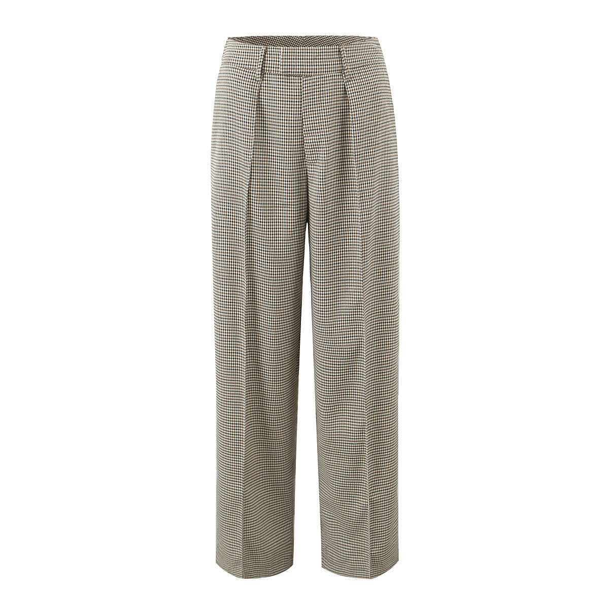 Houndstooth Pattern Two Piece Sets Sexy Slim Fit Backless Vest Mid Waist Casual Trousers