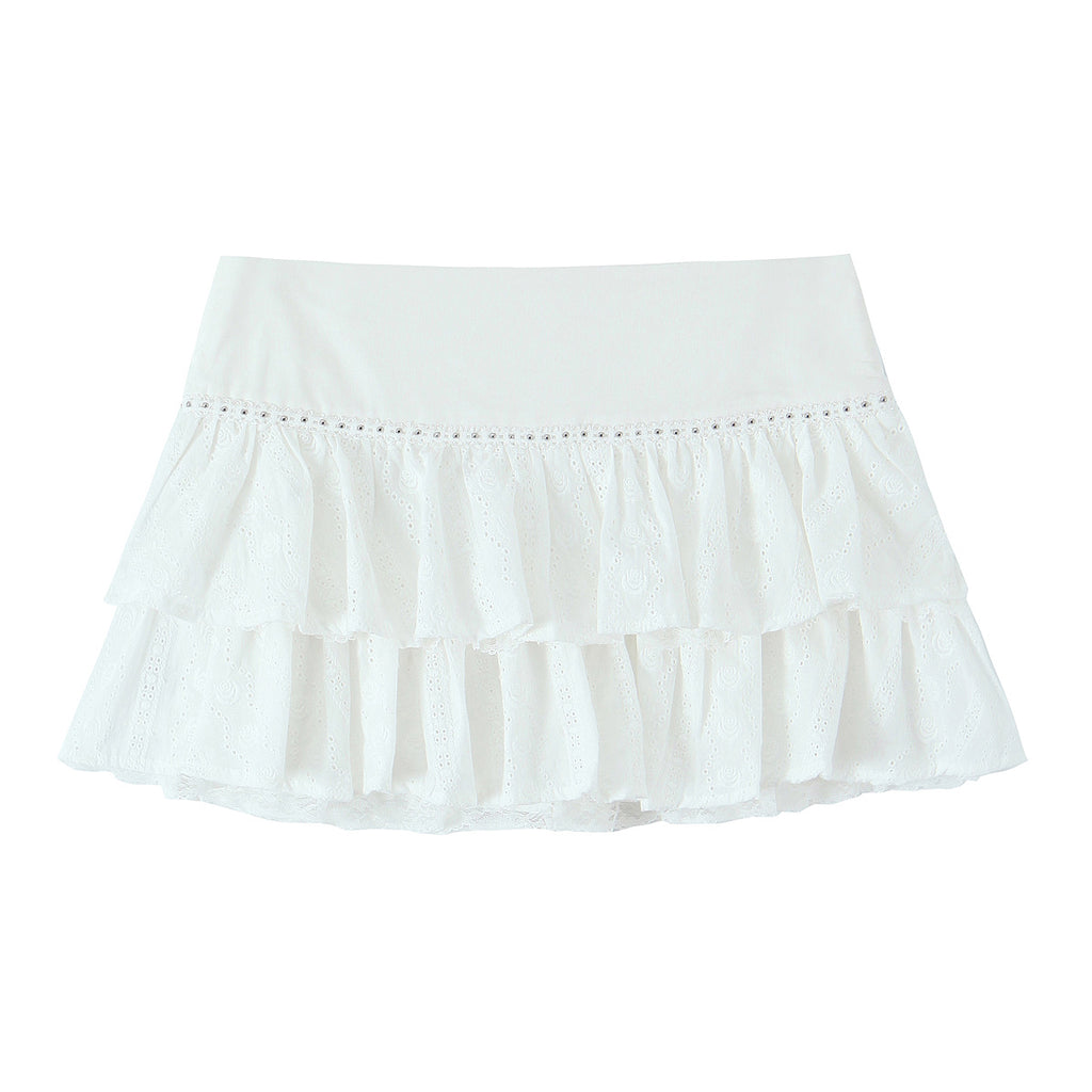 Spring French Sexy Sweet Embroidered Jacquard Stitching Lace Lace Cake Skirt Trousers Skirt - ALZO