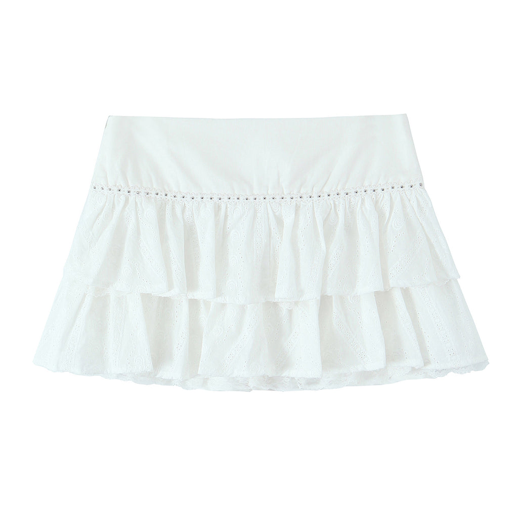 Spring French Sexy Sweet Embroidered Jacquard Stitching Lace Lace Cake Skirt Trousers Skirt - ALZO
