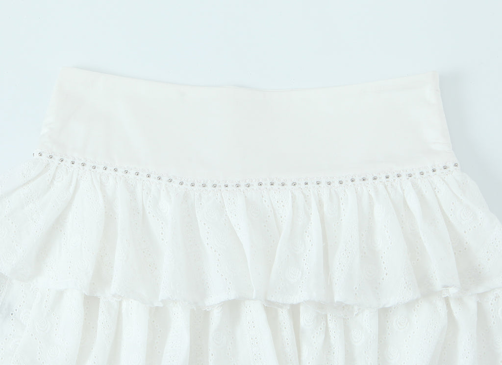 Spring French Sexy Sweet Embroidered Jacquard Stitching Lace Lace Cake Skirt Trousers Skirt - ALZO