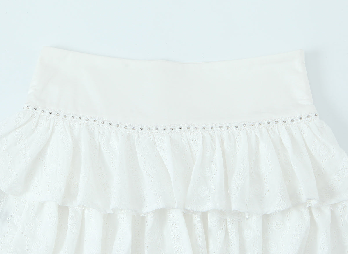 Spring French Sexy Sweet Embroidered Jacquard Stitching Lace Lace Cake Skirt Trousers Skirt - ALZO