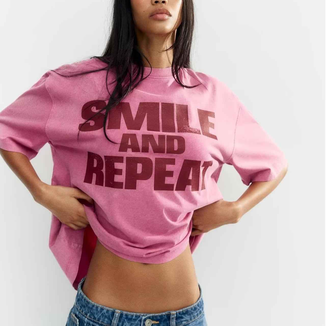 Women Clothing Classic Printed Washed T shirt