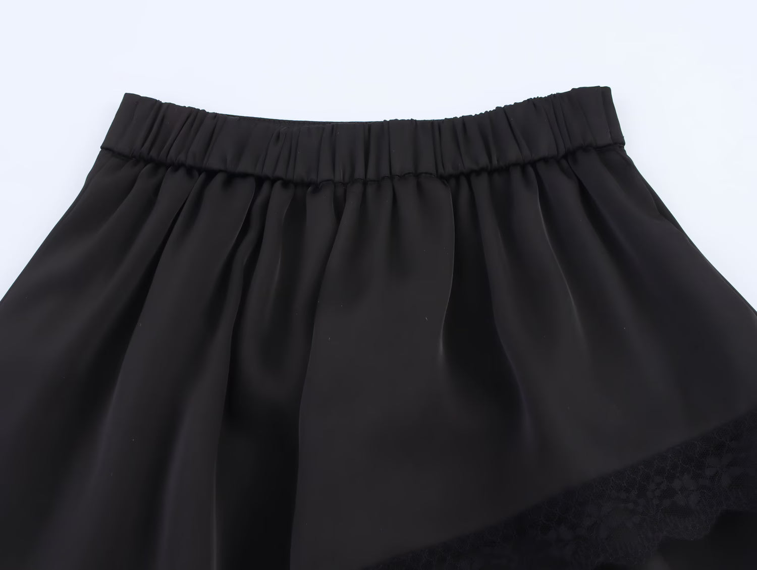 Spring Women Clothing Solid Color Multi Layer Irregular Asymmetric Lace Edge Tiered Skirt - ALZO