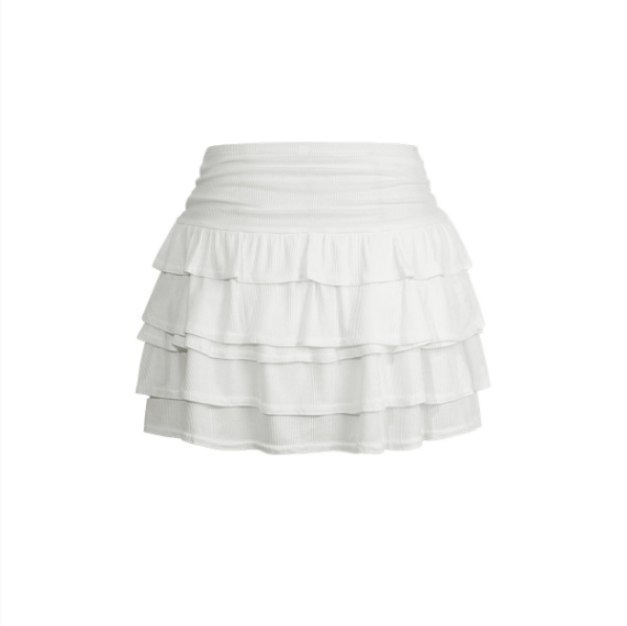 Spring Summer Bohemian Vacation Ruffled High Waist Skirt - ALZO