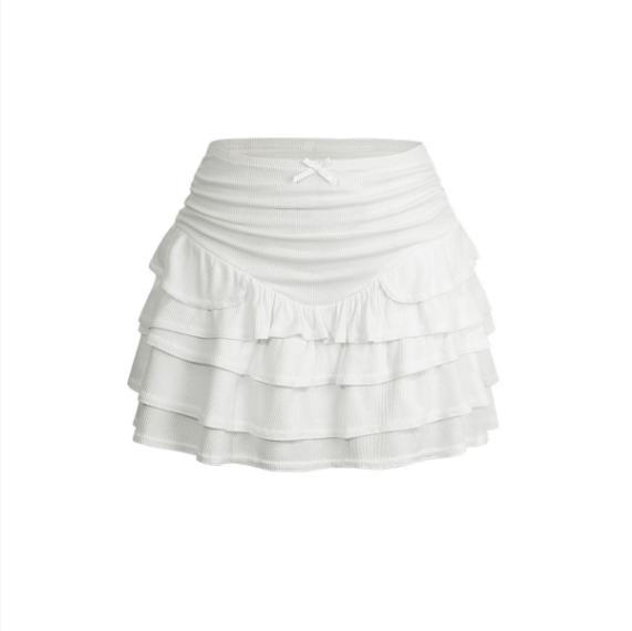 Spring Summer Bohemian Vacation Ruffled High Waist Skirt - ALZO