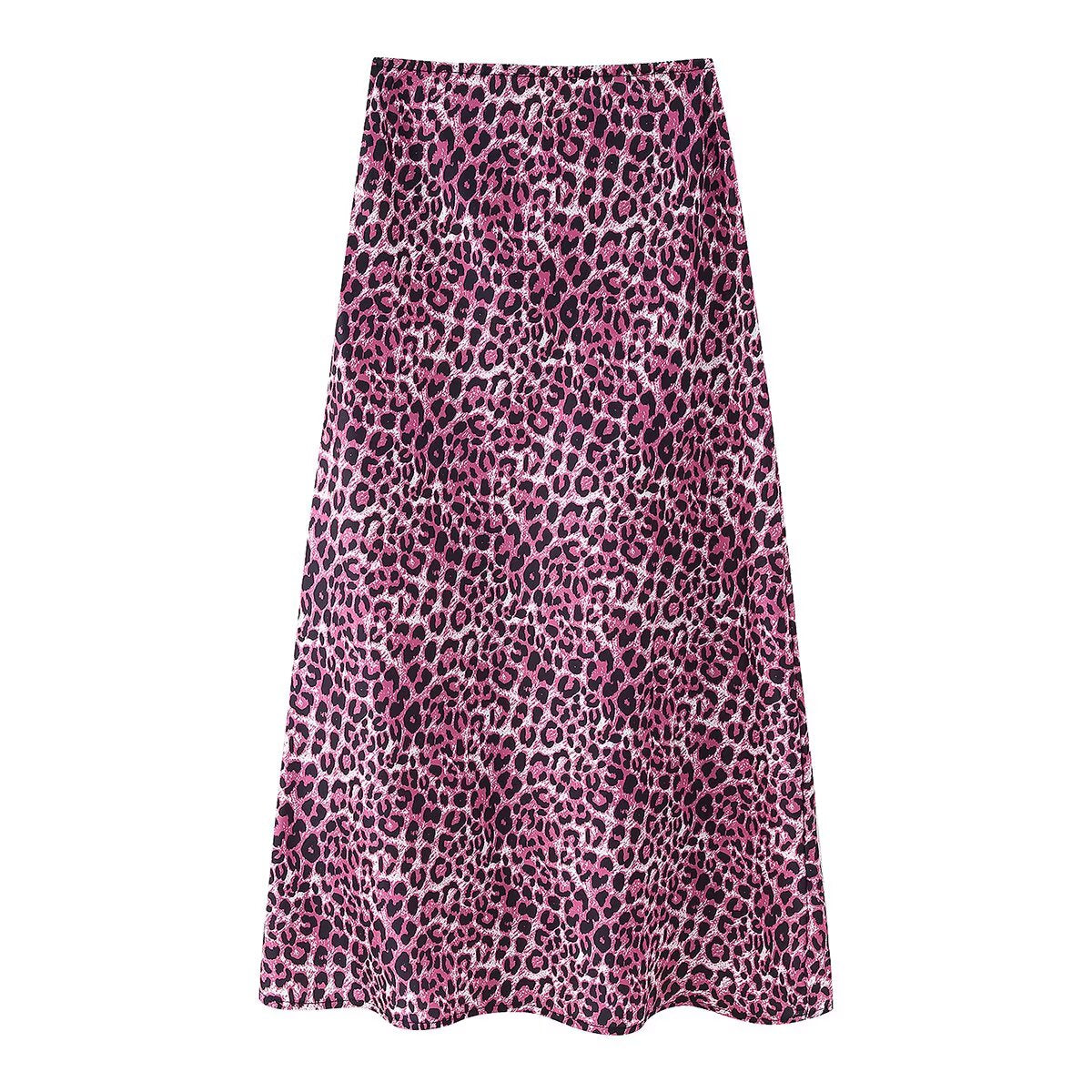 Spring Summer Women Clothing Fashionable Elegant Silk Satin Texture Leopard Print Skirt - ALZO