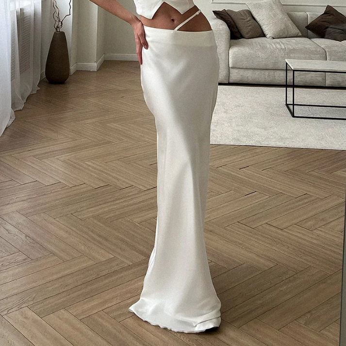 Solid Color Long Skirt Spring Summer Comfort Soft Slim Fit Skirt Women - ALZO