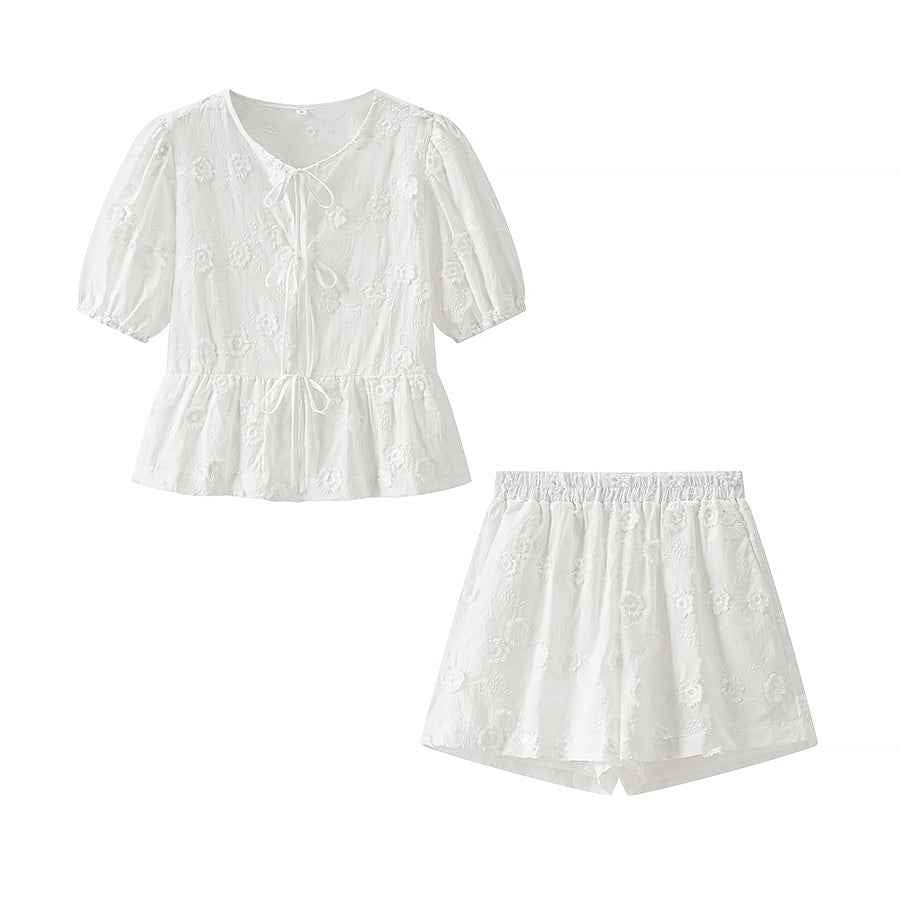 Spring Summer Sweet Spicy White Lace Shirt Design Lace Bow Long Sleeve Thin