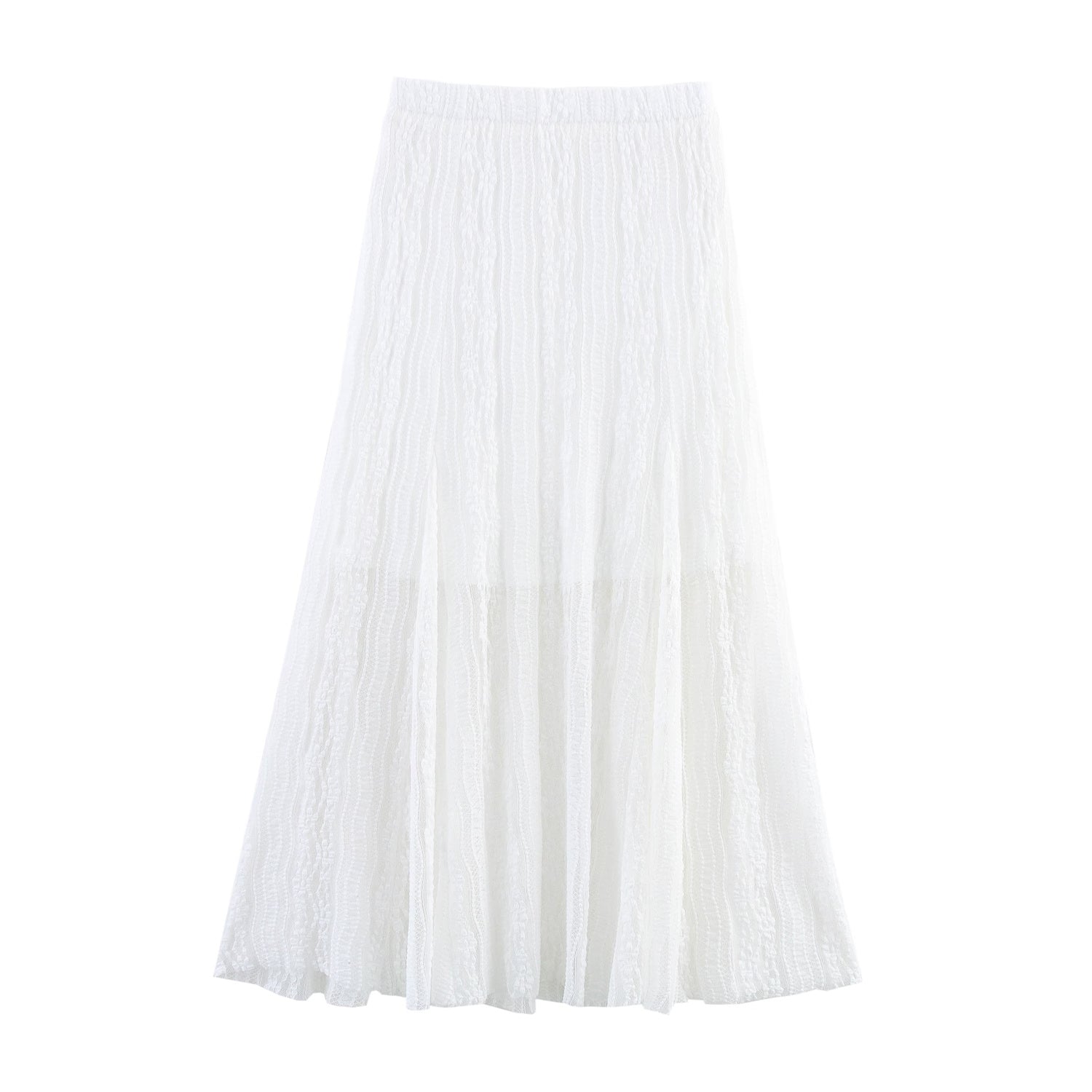 Women Clothing Summer Skirt Office Refined Handmade Lace Jacquard Mesh Skirt Long Skirt - ALZO