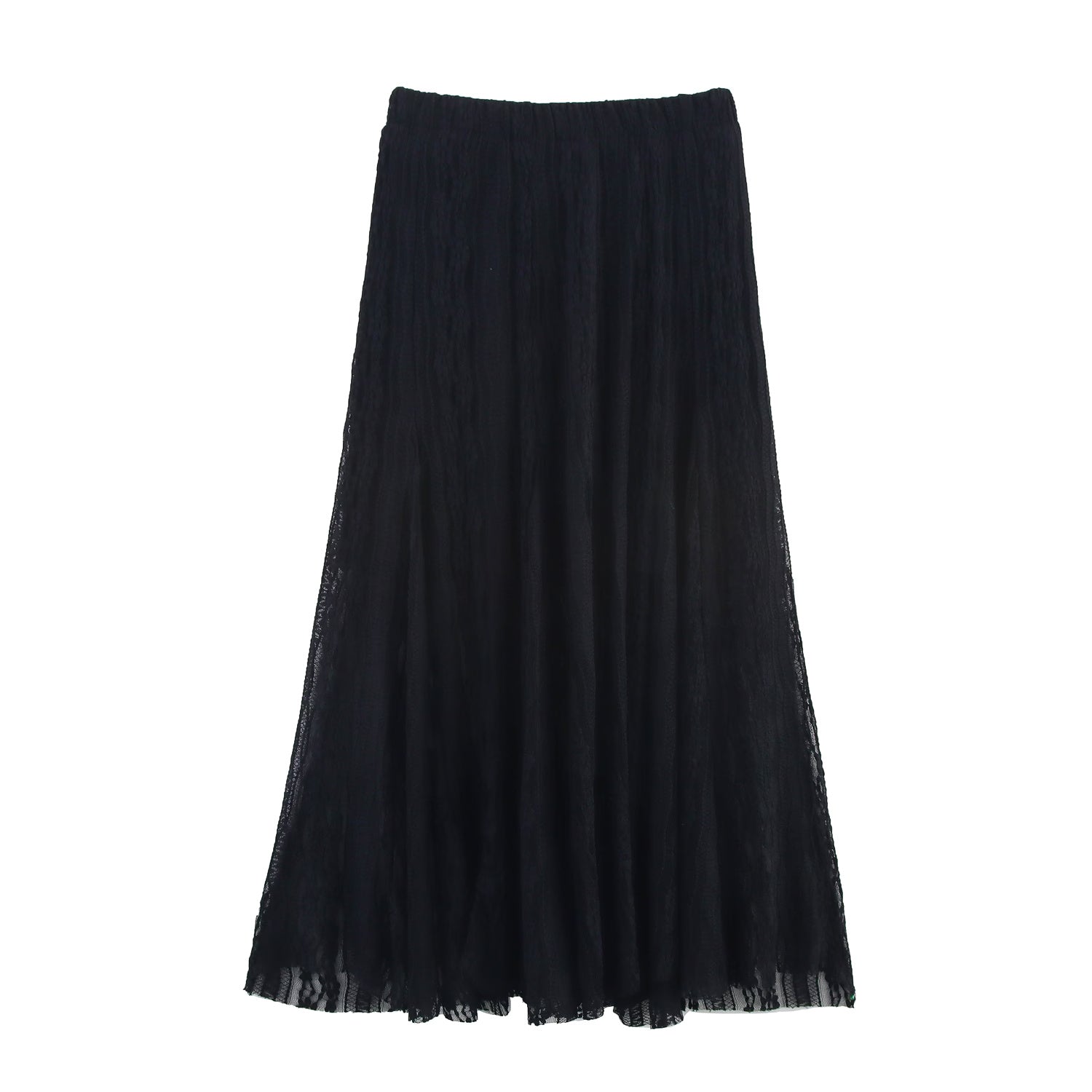Women Clothing Summer Skirt Office Refined Handmade Lace Jacquard Mesh Skirt Long Skirt - ALZO
