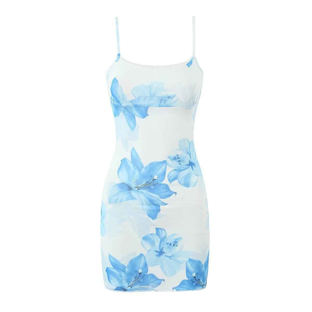 Summer Sexy Print Slim Fit Slimming Spaghetti Straps Hip Dress