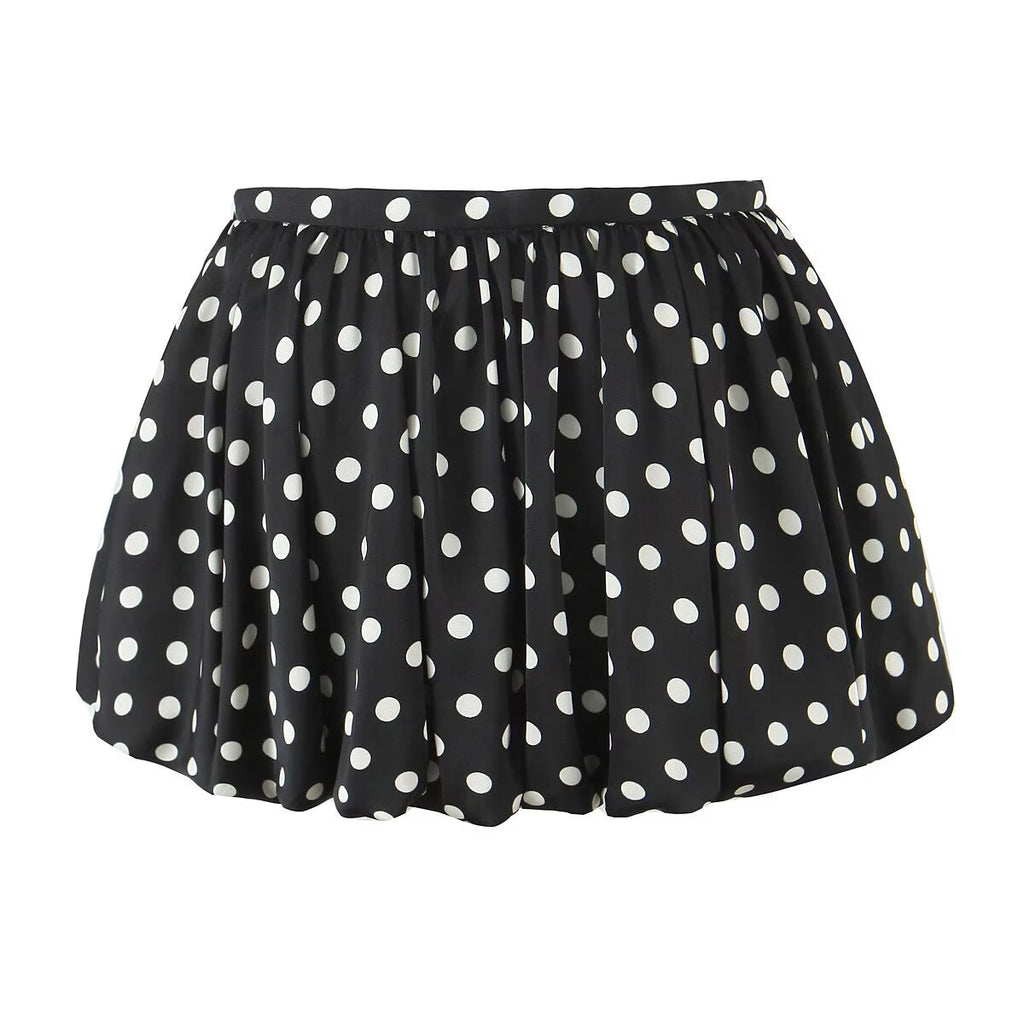Spring Summer Women Clothing Fashionable Polka Dot Design Sexy Bud Ultra Short Skirt - ALZO