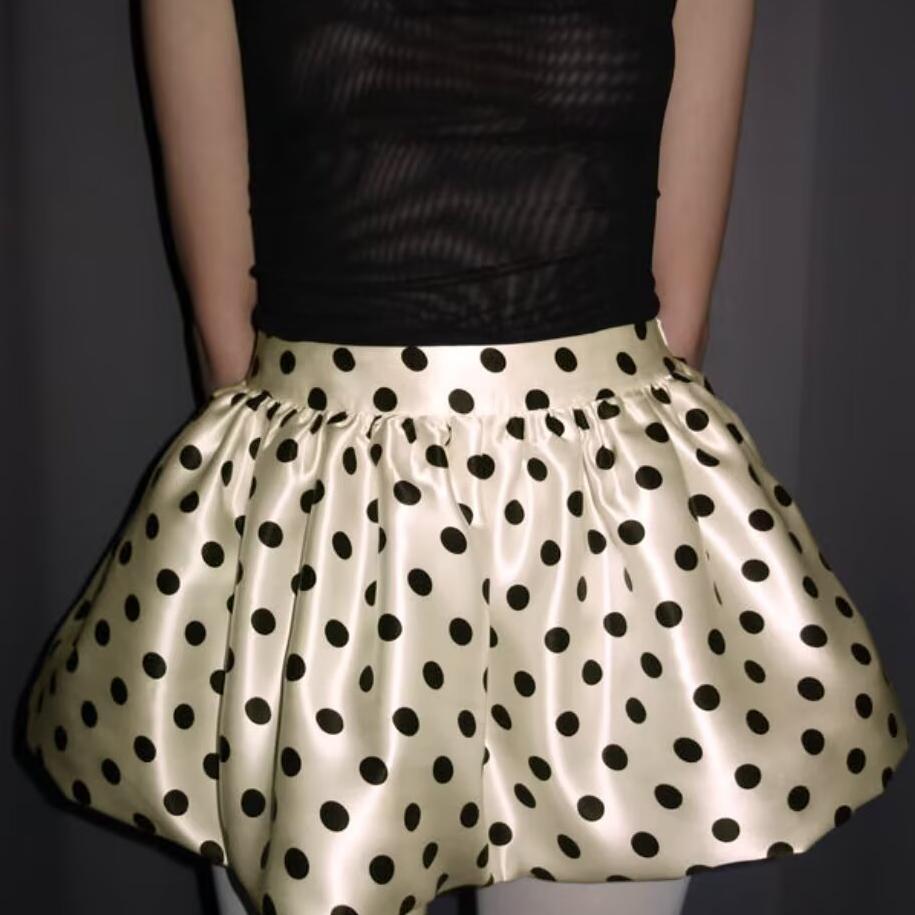 Spring Summer Women Clothing Fashionable Polka Dot Design Sexy Bud Ultra Short Skirt - ALZO