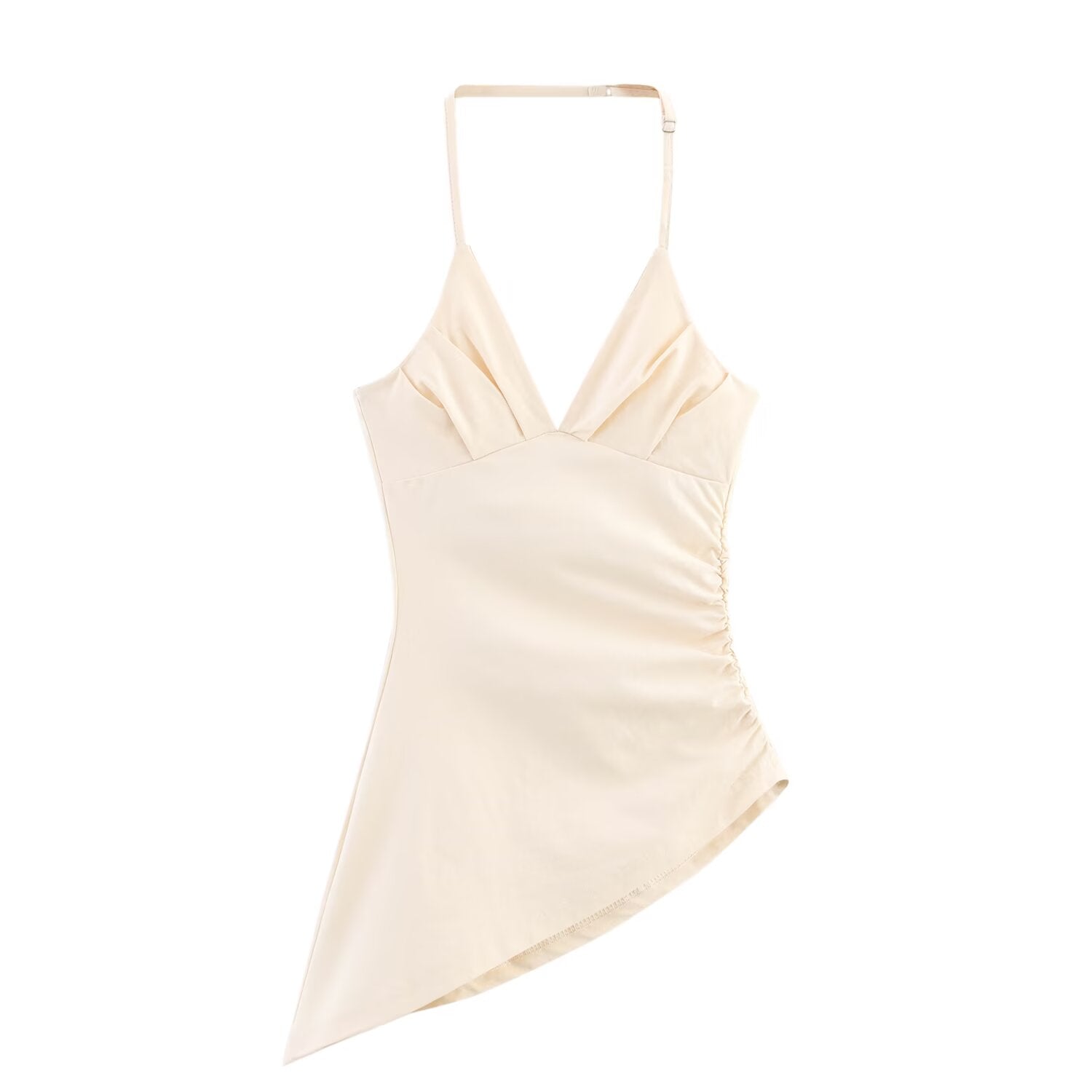 Women Clothing Summer V neck Sexy Pleated Sling Top Slim Fit Inner Wear All Matching - ALZO