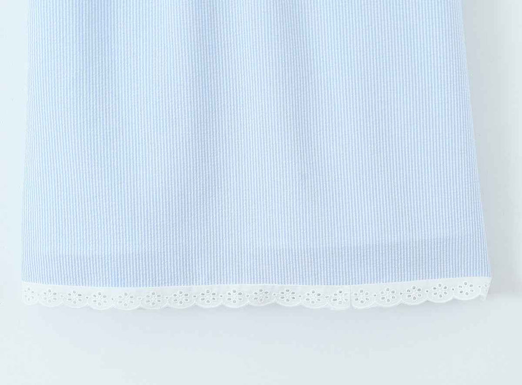 French Sweet Sexy V neck Lace Patchwork Stripes Suspender Lace Vacation Backless Dress
