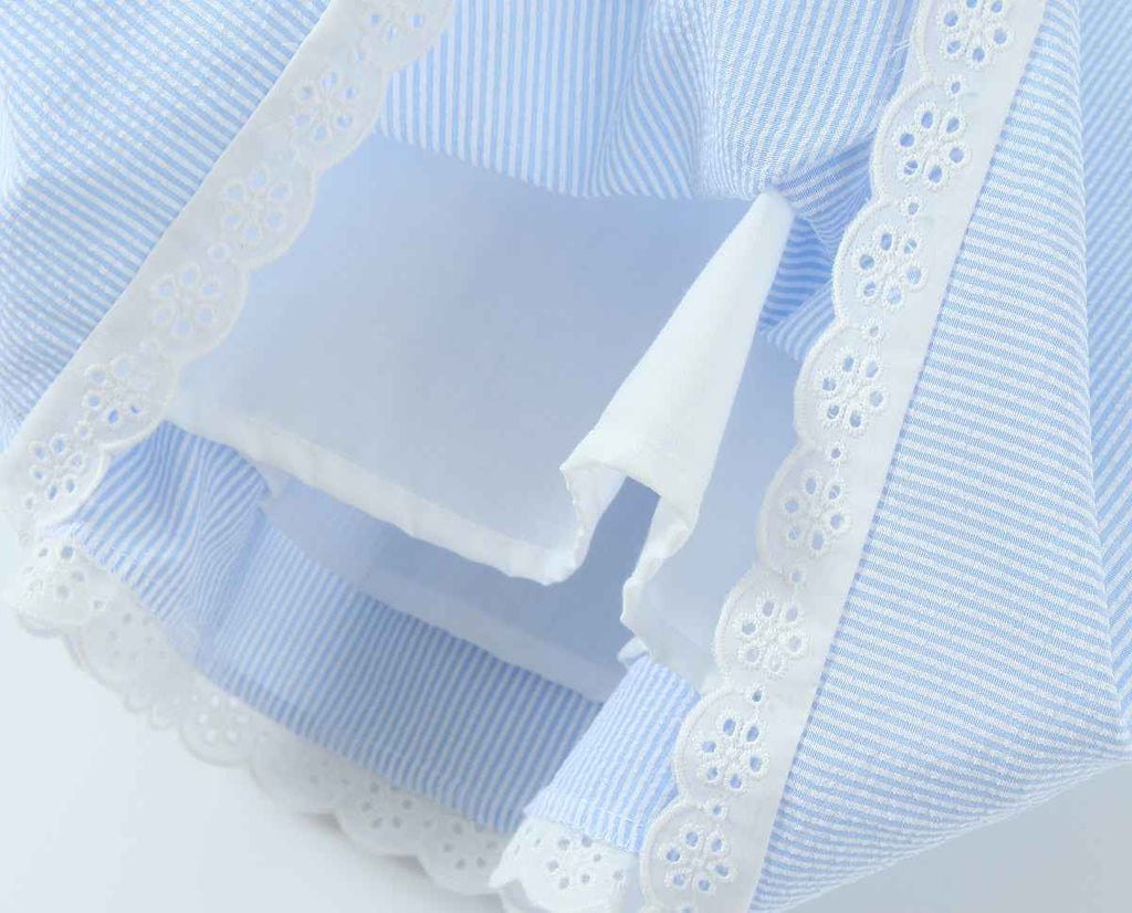 French Sweet Sexy V neck Lace Patchwork Stripes Suspender Lace Vacation Backless Dress