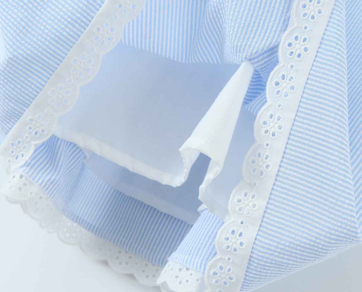 French Sweet Sexy V neck Lace Patchwork Stripes Suspender Lace Vacation Backless Dress