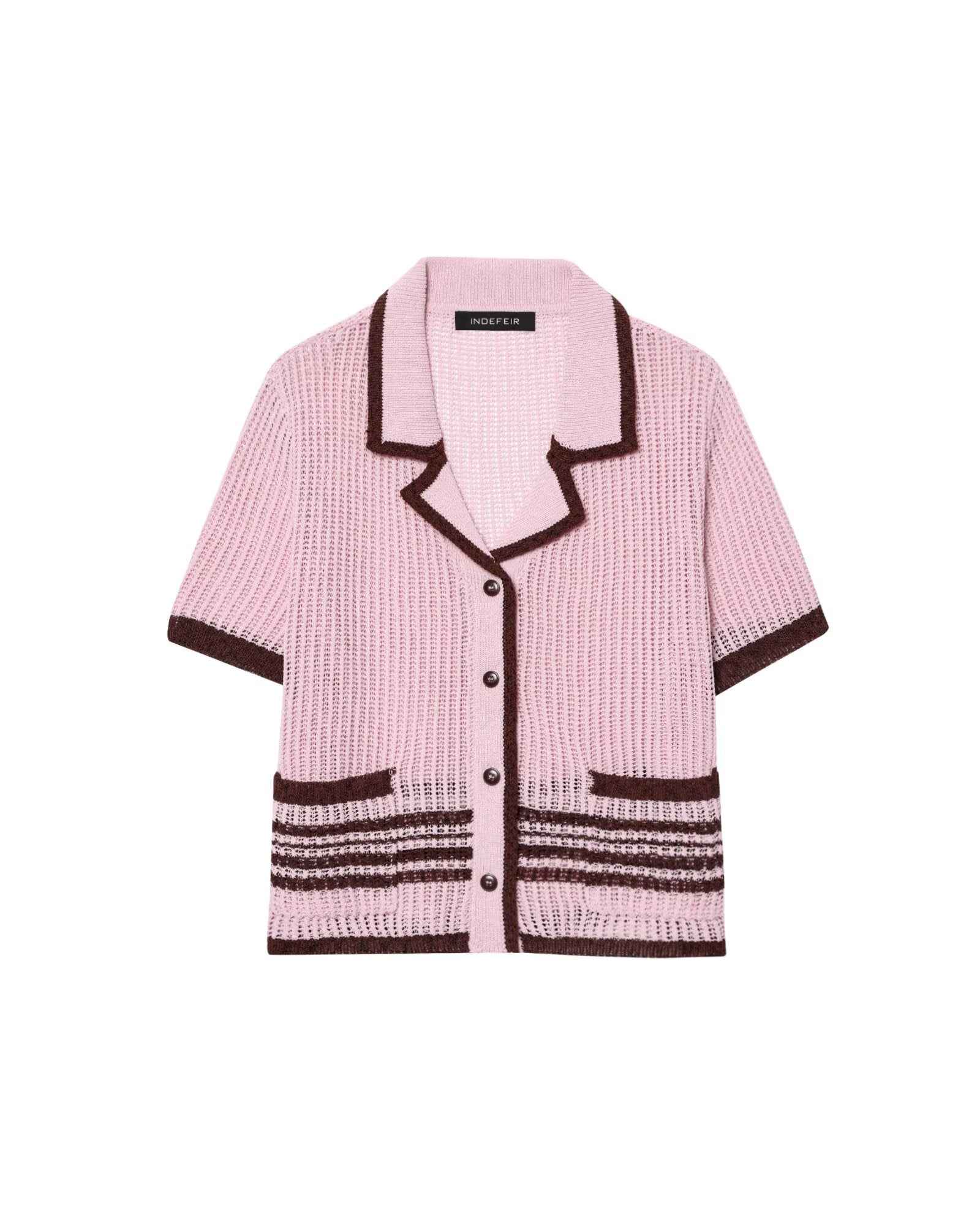 Lace up Spring Design Shorts Knitted Top Polo Collar Short Sleeve Casual Suit