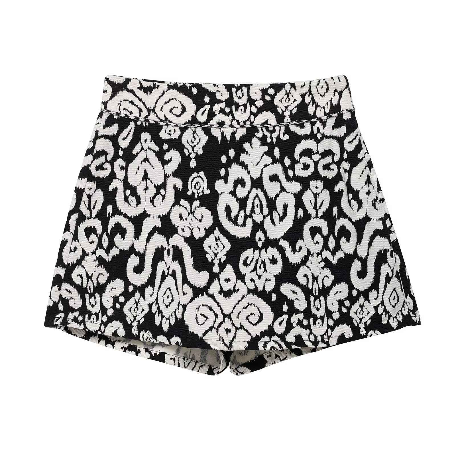 Women Clothing at Printed V neck Sleeveless Vest Waistcoat Shorts Two Piece Sets