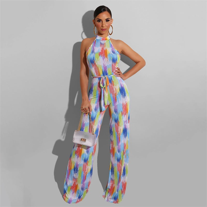 Printed Casual Color Stripes Women Jumpsuit - ALZO