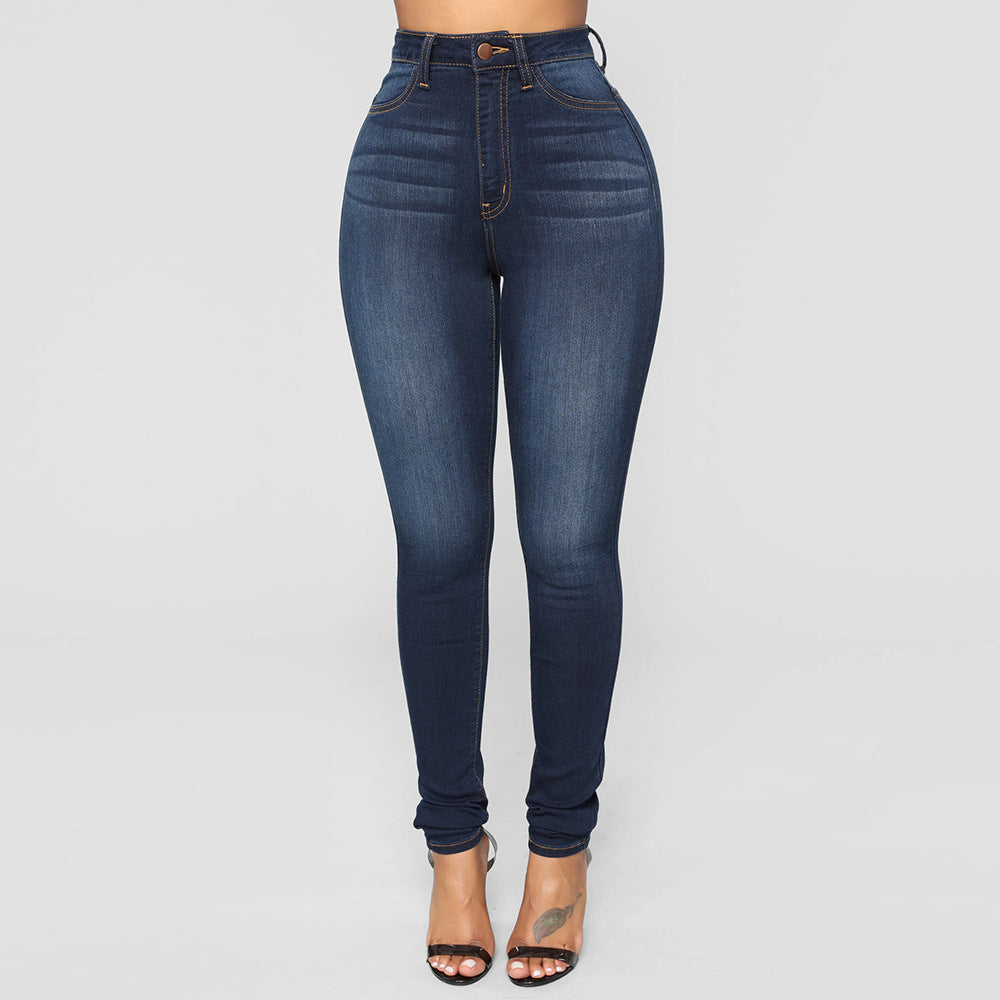 Autumn Winter Women High Waist Stretch Hip Lift Jeans Skinny Pants - ALZO