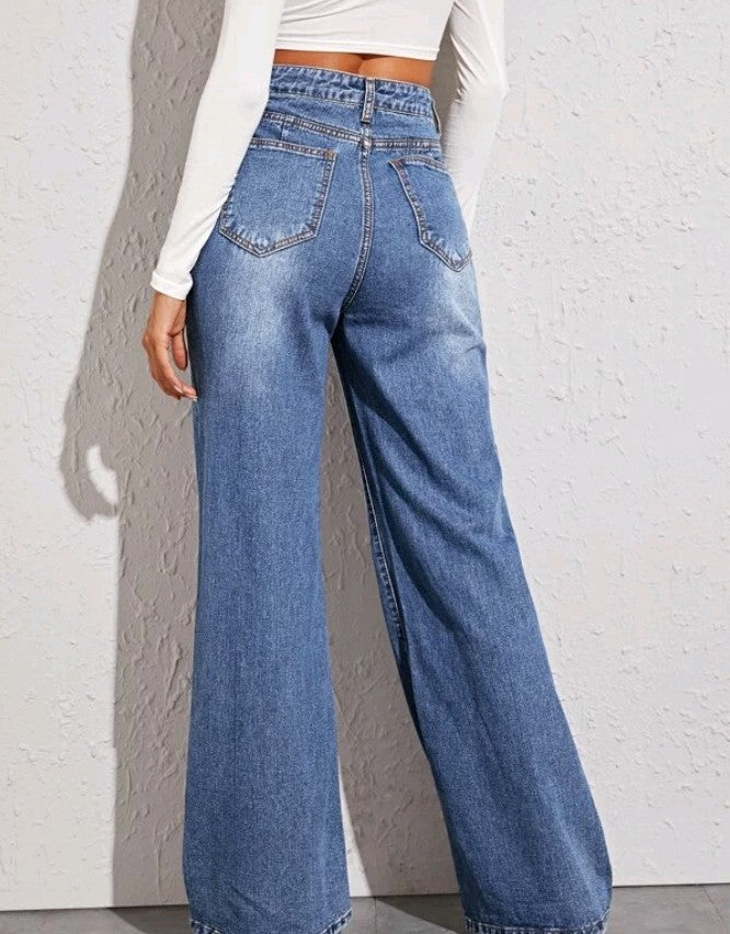 Women Loose High-Waist Wide-Leg Jeans Popular - ALZO