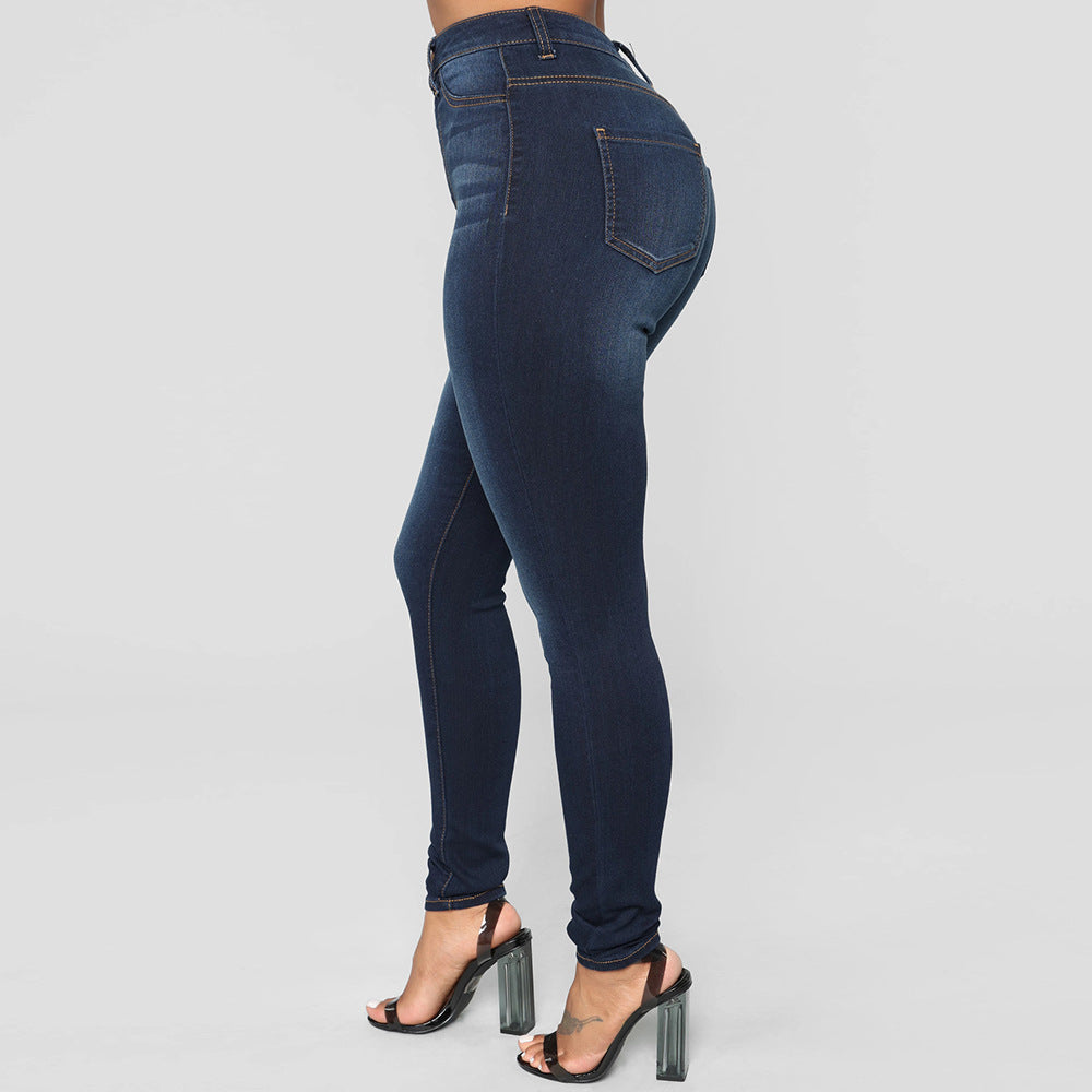 Autumn Winter Women High Waist Stretch Hip Lift Jeans Skinny Pants - ALZO
