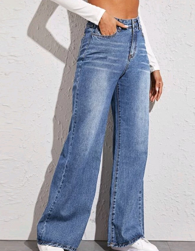 Women Loose High-Waist Wide-Leg Jeans Popular - ALZO