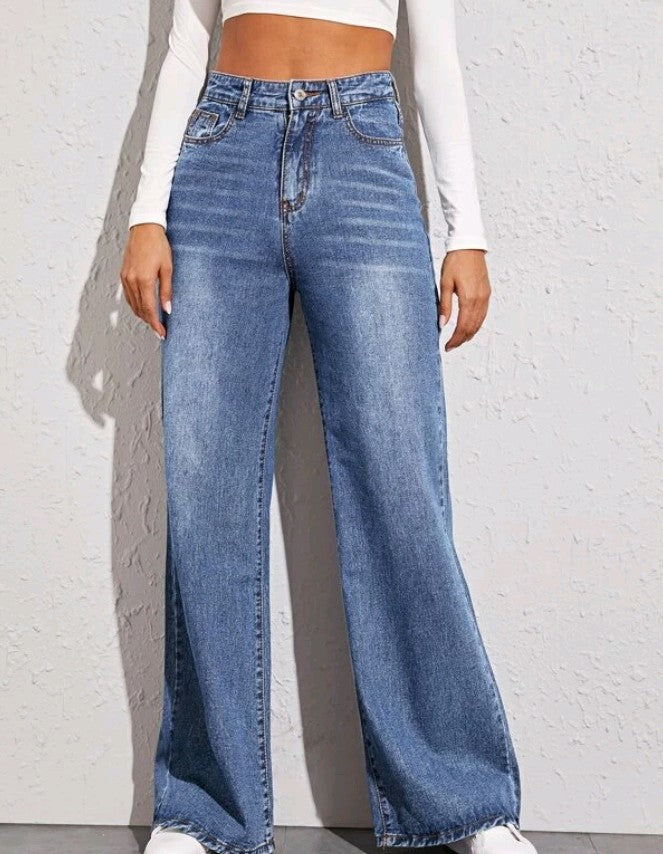 Women Loose High-Waist Wide-Leg Jeans Popular - ALZO