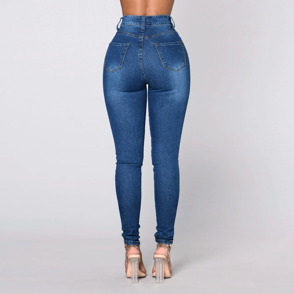 Autumn Winter Women High Waist Stretch Hip Lift Jeans Skinny Pants - ALZO