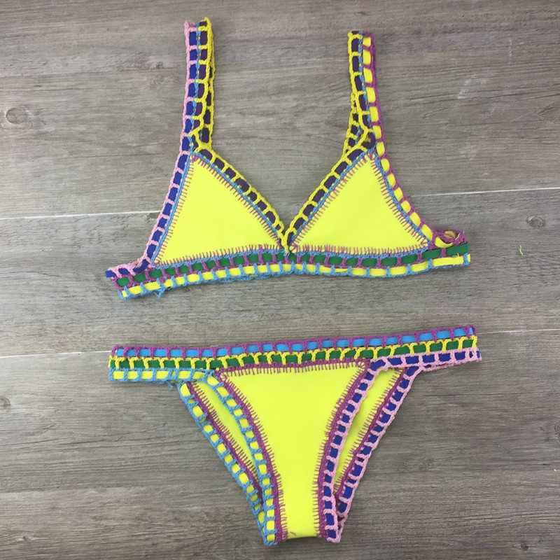 Hand Crocheted Bikini Knitted Stitching Swimsuit Set