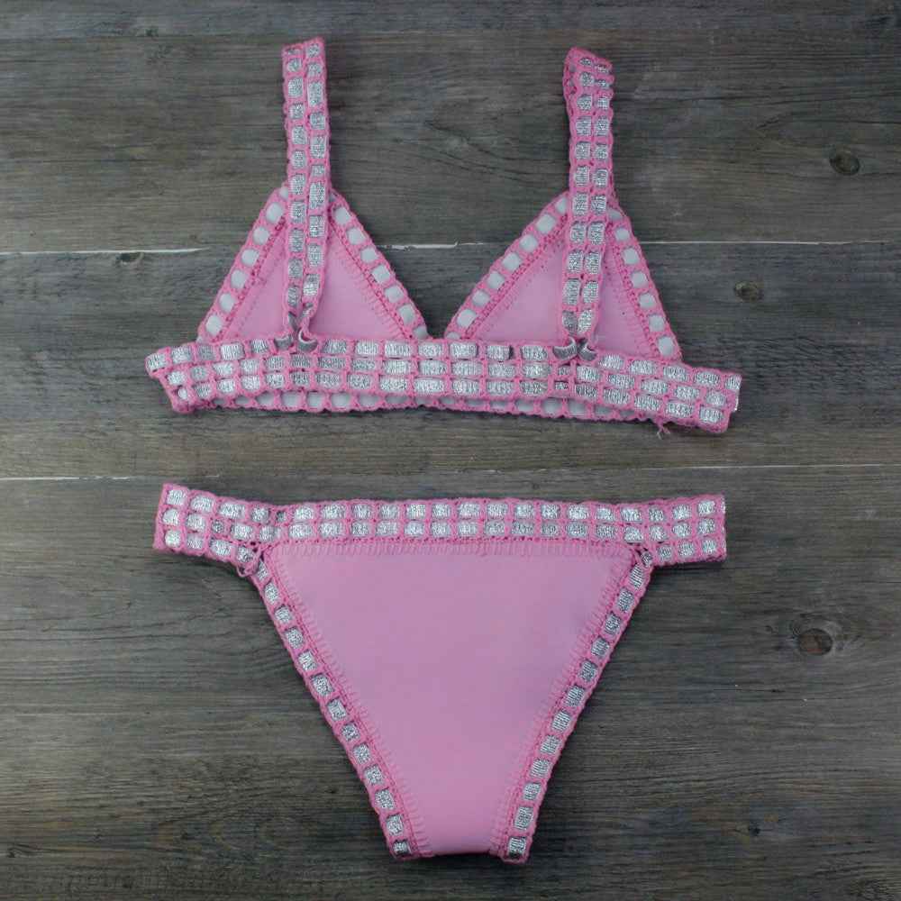 Hand Crocheted Bikini Knitted Stitching Swimsuit Set