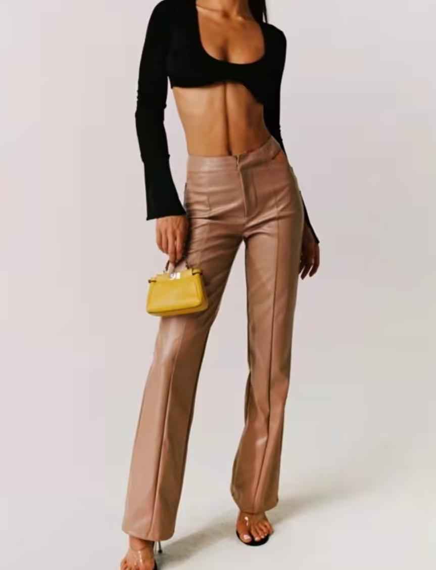 Women Wide Leg Leather Pants Leather Pants Trousers Women Clothin