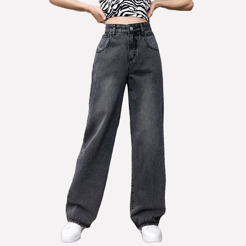 Jeans Women Zebra Pattern Contrast Color Loose Denim Trousers Jeans - ALZO