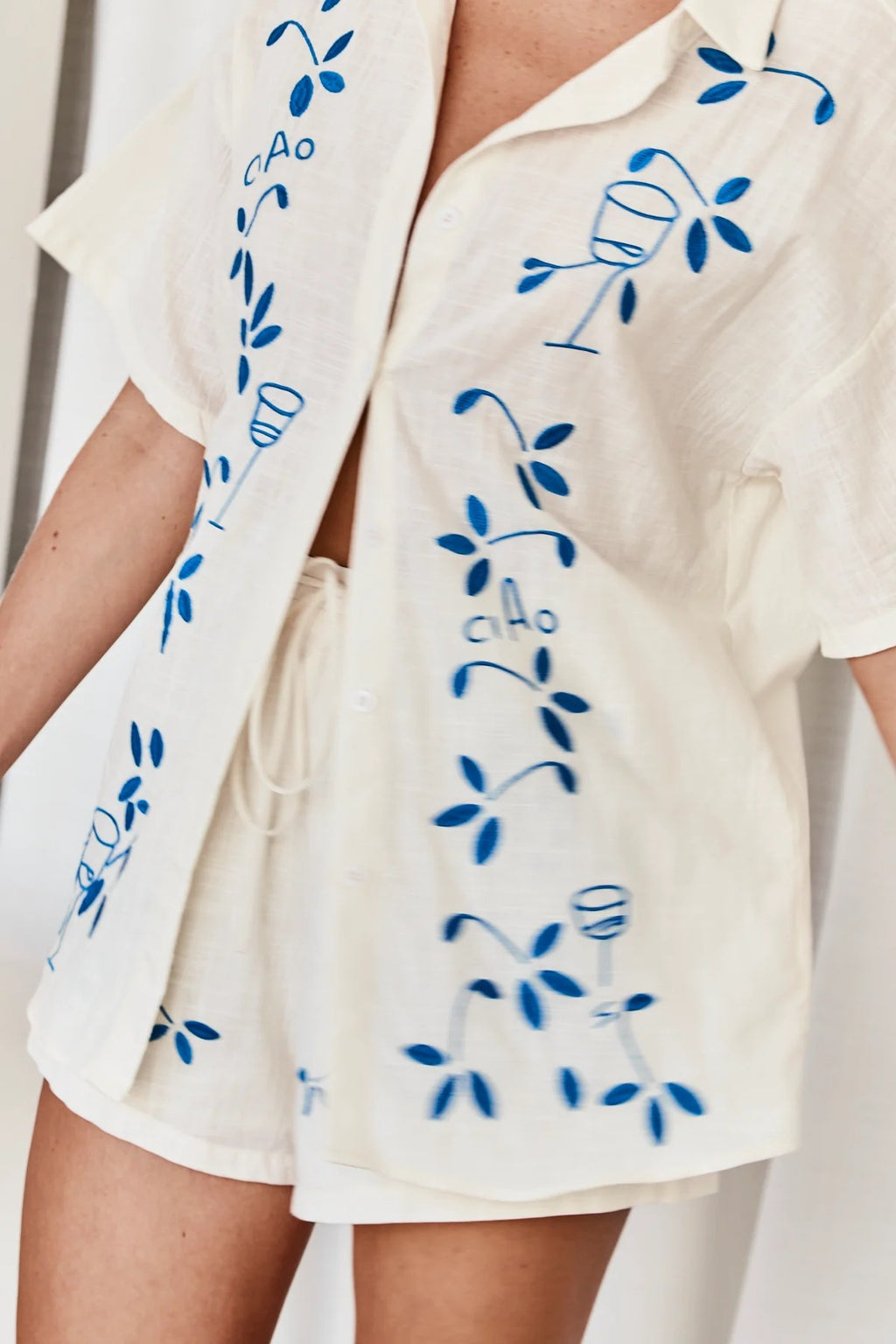 Spring Summer 3D Three Dimensional Embroidered Comfort Casual Shirt Short Suit - ALZO