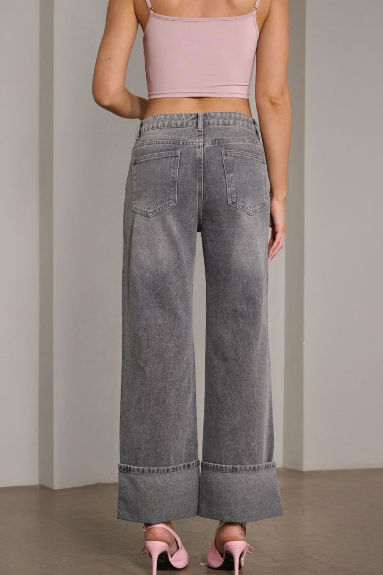 Spring Vintage Stretch Women Straight High Waist Denim Trousers - ALZO