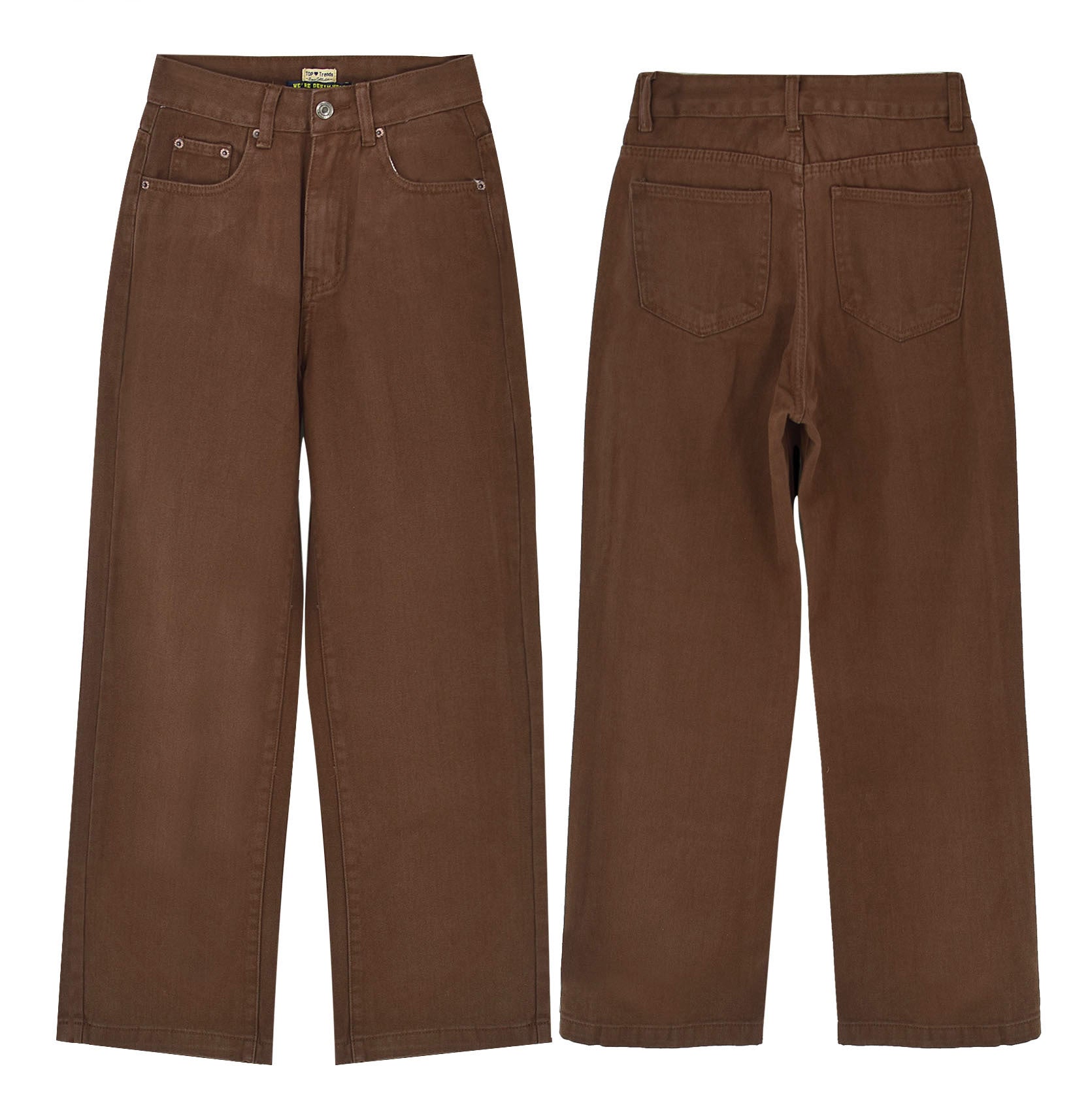 High Waist Straight Loose Brown Denim Trousers Draping Chocolate Street sexy Sneakers Pants Women Clothing - ALZO