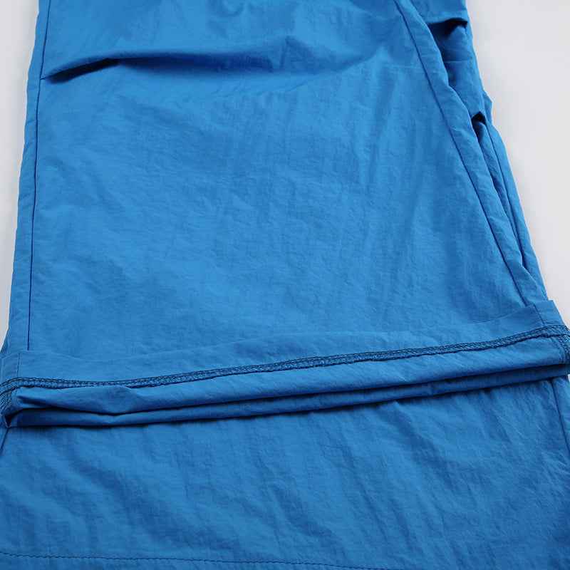 Sexy Letter Graphic Printing Blue Loose Casual Trousers Elastic Waist Minimalism Woven Wide Leg Pants